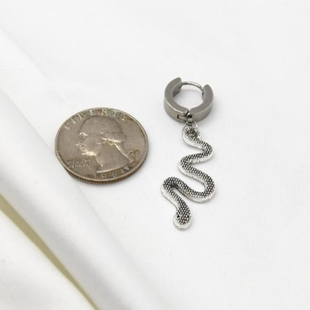 Silver Snake Hoop Earring - Picture 2 of 3